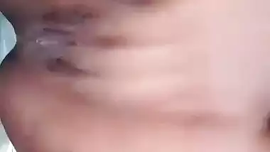 Girlfriend rubbing boobs and hairy pussy FSI nude
